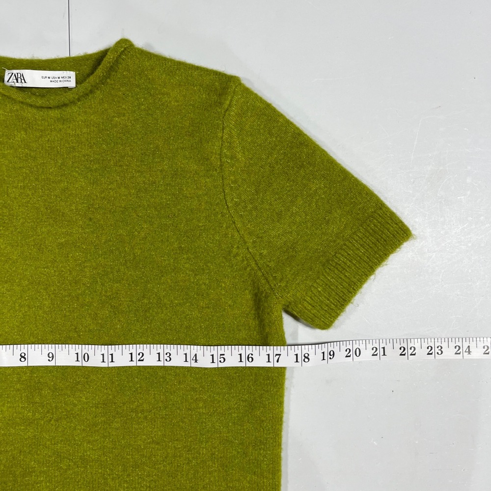 Zara Preppy Old Money Fisherman Rollneck Knit Sweater Chartreuse Cropped Medium - Picture 6 of 8